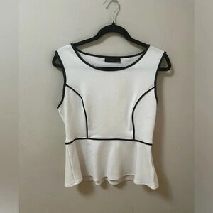 Apt. 9 Sleeveless White Top with Black Trim- Medium